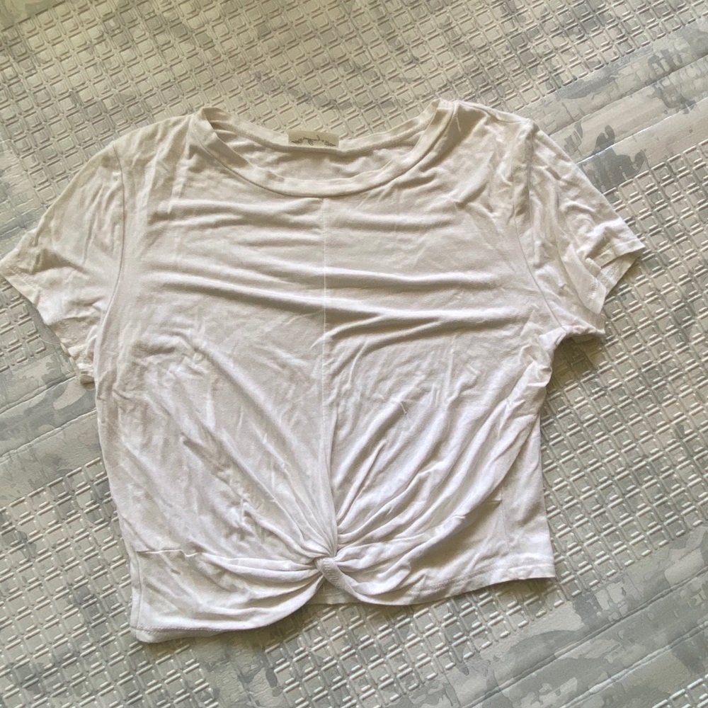 White slip knot crop top